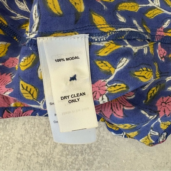 Emerson Fry || Emmaline Blouse Blue Chrysanthemum Satin Block Print Floral - Picture 9 of 10